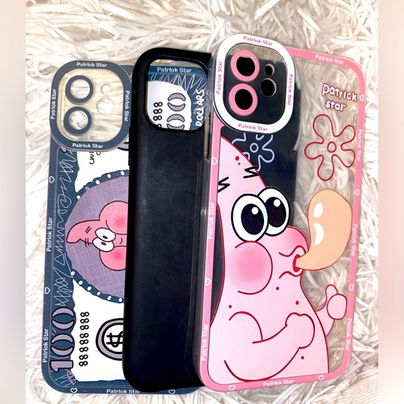 2 Patrick Star iPhone 11 cases one pink one blue one black. - Picture 1 of 4